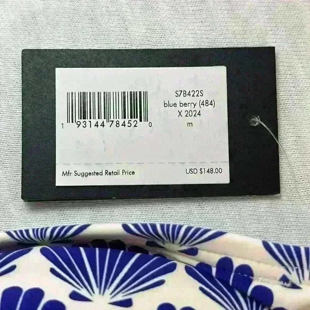Kate Spade NWT Bikini Set Blueberry Colored Shells on a White Background Size M